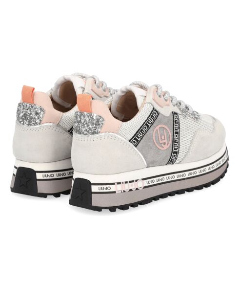 Sneakers en cuir mélangé Trinity rose/gris/blanc